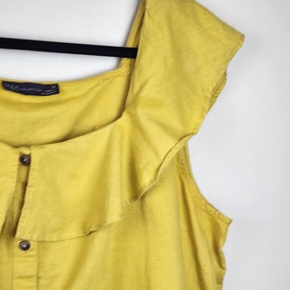 M&S Marks and Spencer linen blend summer top US sz 14 women yellow - Picture 3 of 12